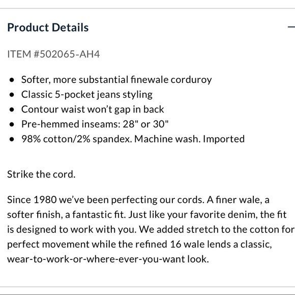 Lands’ End Mid Rise Straight Leg Corduroy Pants 14 - Picture 8 of 8